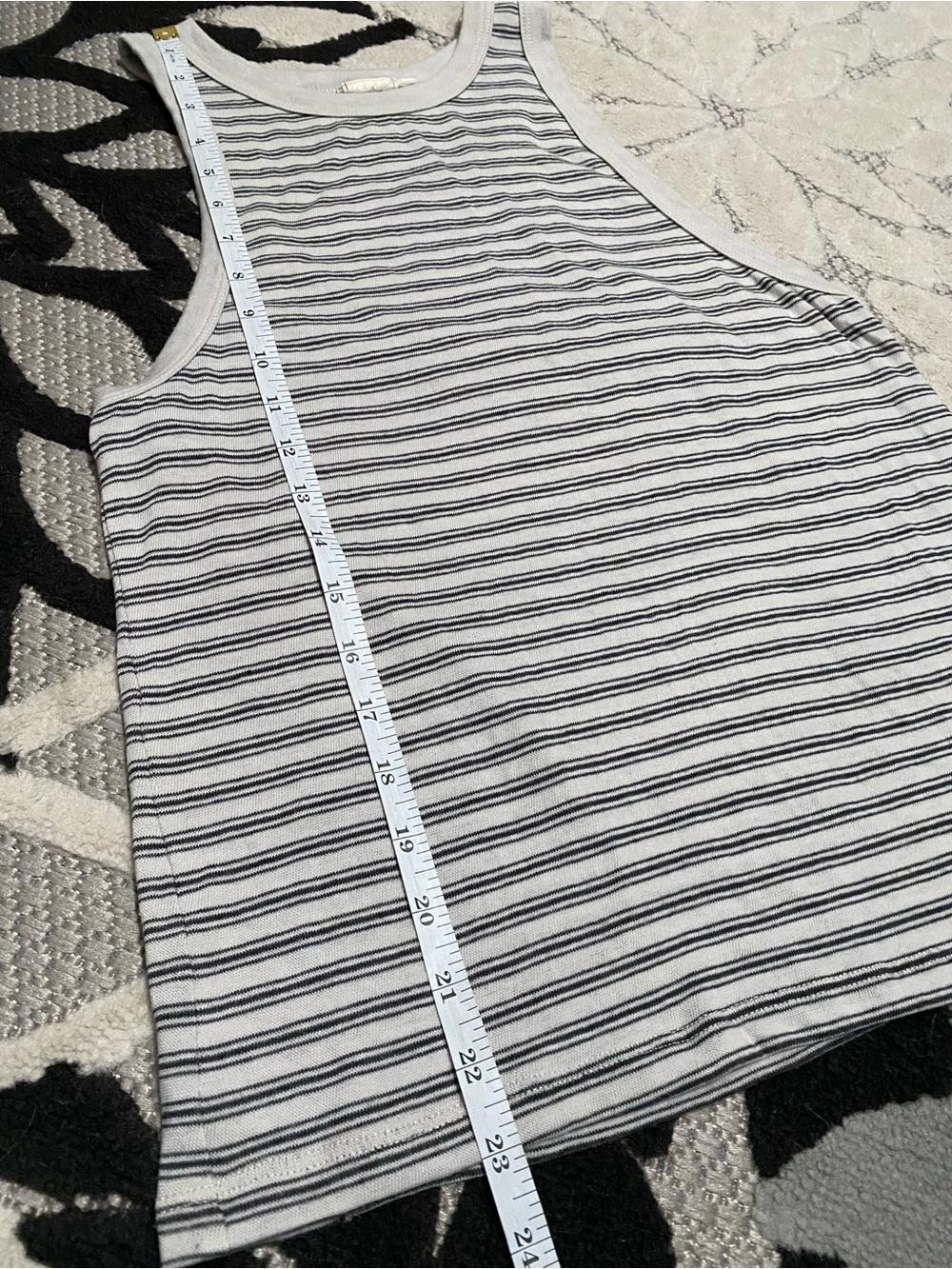White Crow Tank Top Soft Gray w/ Black Stripes Size Medium - Picture 5 of 6